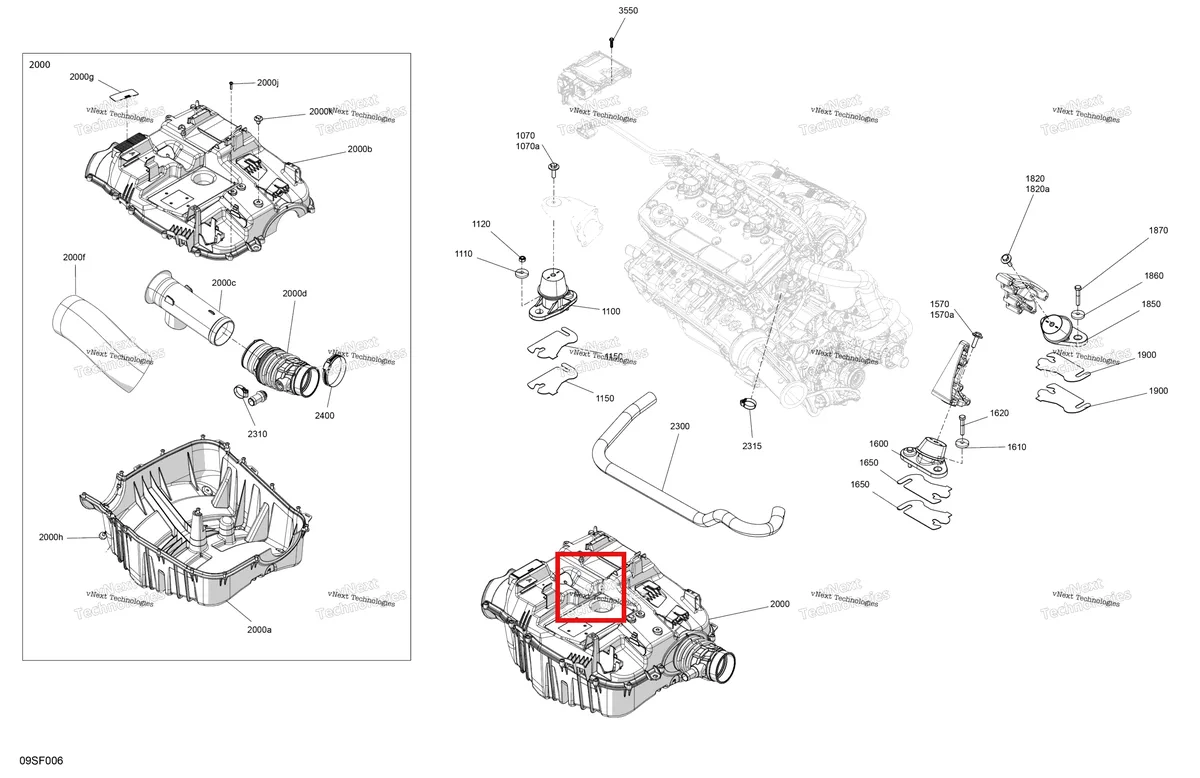 Схема применяемости: Впуск воздуховод глушитель Out Sea-Doo 273000439