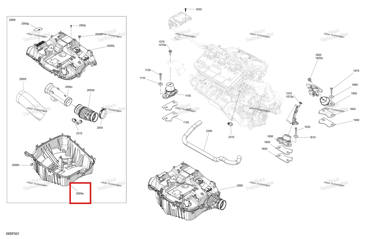 Схема применяемости: Нижний впуск глушитель Sea-Doo 273000446