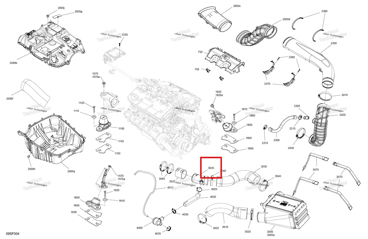 Схема применяемости: Впуск воздуховод Sea-Doo RXP 325 X (2026) (273000448)