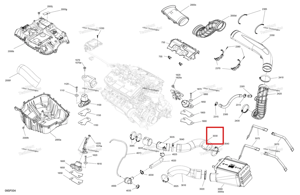 Схема применяемости: Formed дроссельный узел шланг дюйм Sea-Doo RXP 325 X (2026) (273000449)