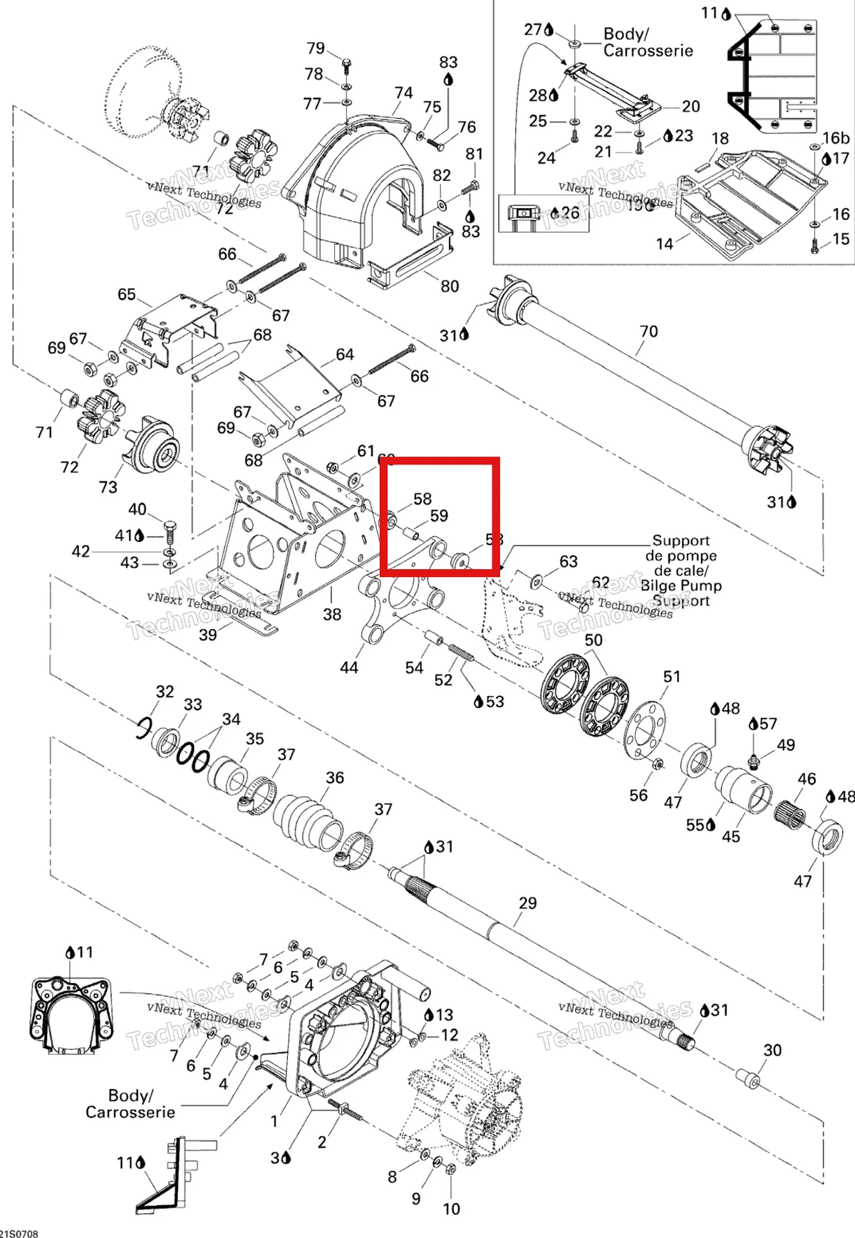 Деталь 274000114 на схеме узла 2007 Sea-Doo 3D 947 DI Propulsion
