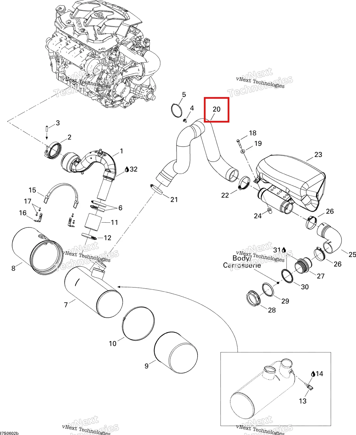 Деталь 274001101 на схеме узла 2006 Sea-Doo GTI Rental Exhaust System Gti Rental