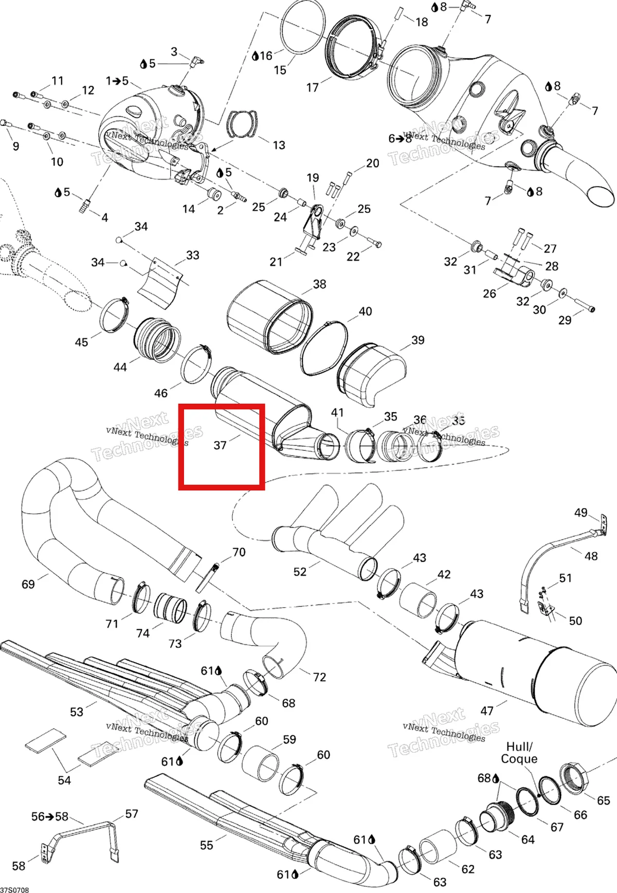 Схема применяемости: Водяной Separator Sea-Doo 274001219
