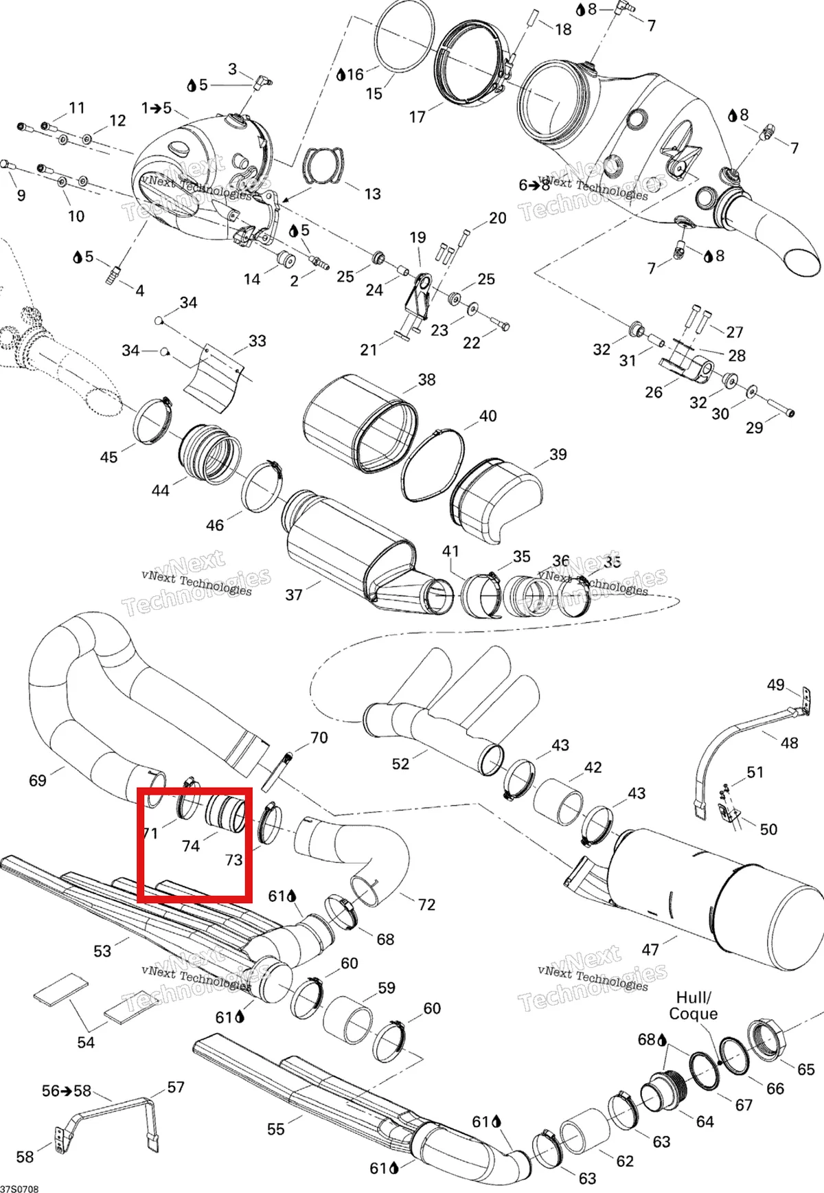 Схема применяемости: Шланг переходник Sea-Doo 274001313