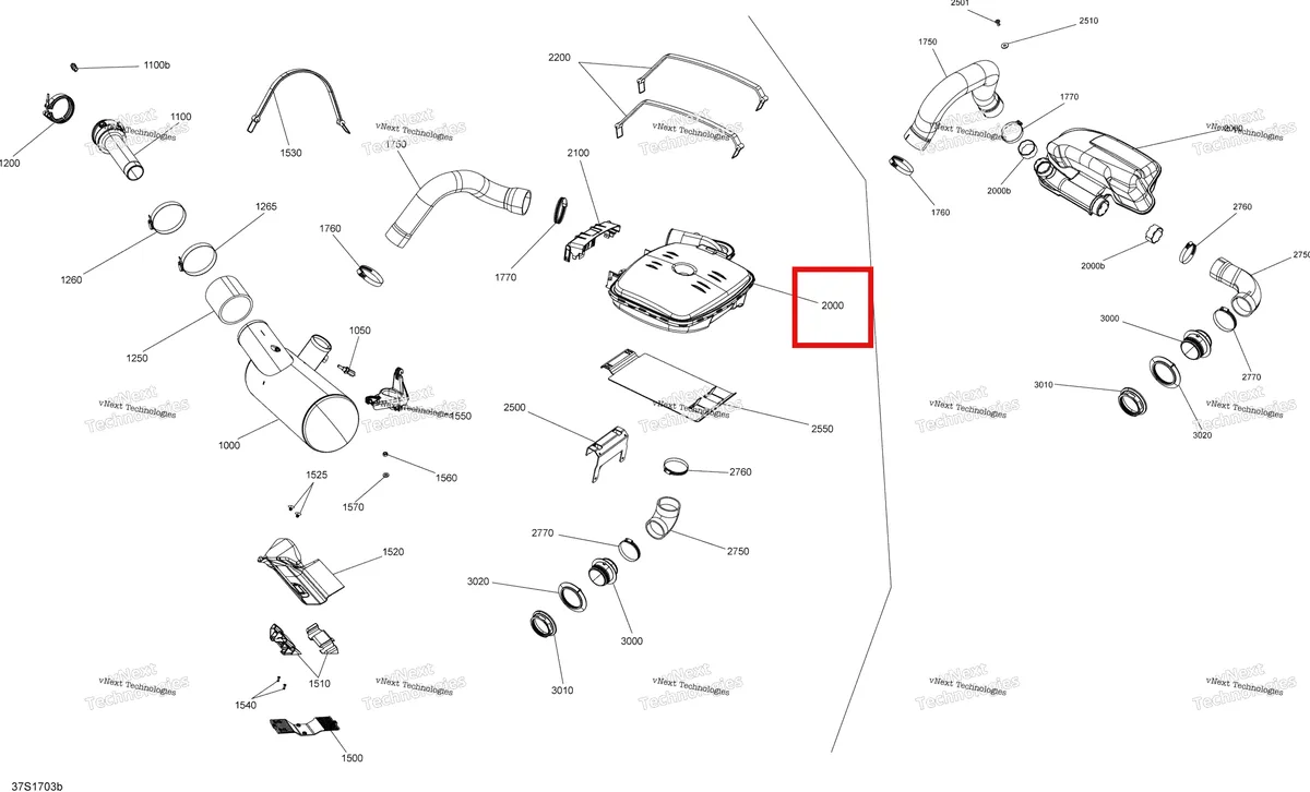 Деталь 274001366 на схеме узла 2017 Sea-Doo RXT Exhaust System - All Models