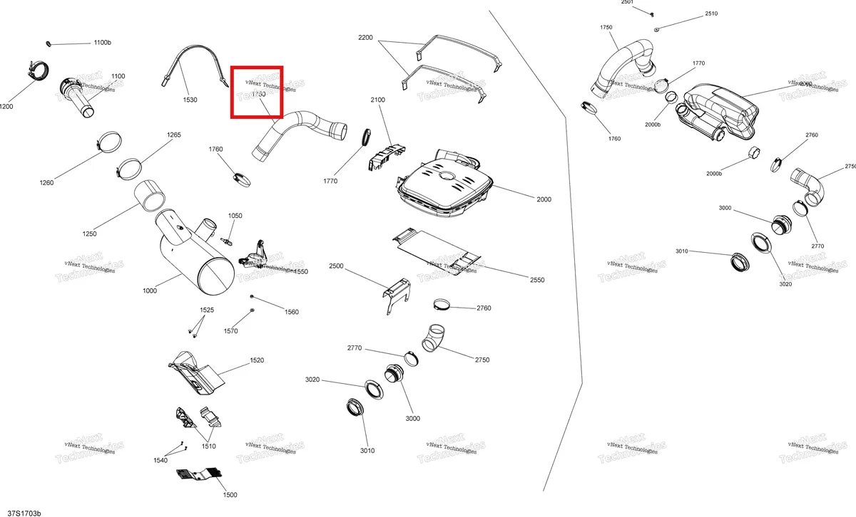 Деталь 274001518 на схеме узла 2017 Sea-Doo RXT Exhaust System - All Models