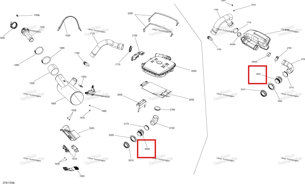 Деталь 274001540 (Выпускной выпуск двигатель 300 Sea-Doo RXP (2016) (274001540)) на схеме узла 2017 Sea-Doo RXT Exhaust System - All Models