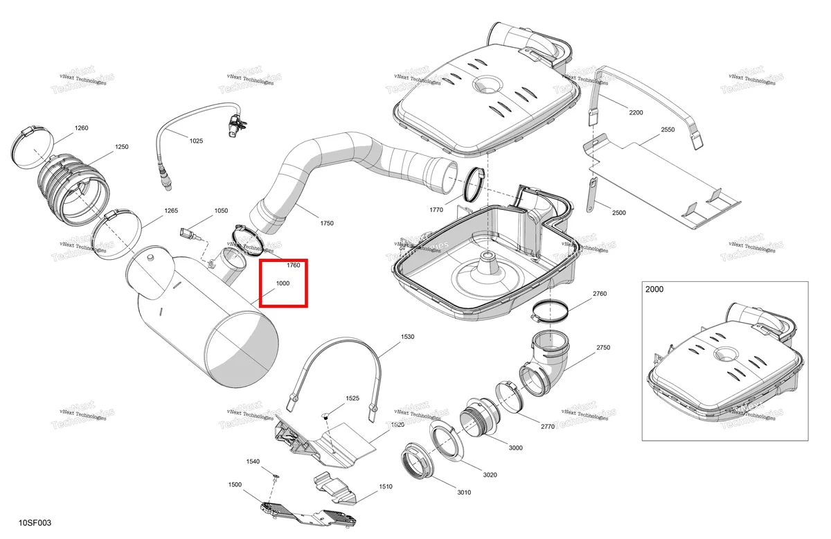 Деталь 274001685 (Глушитель Sea-Doo GTX 300 (2020) (274001685)) на схеме узла 2026 Sea-Doo RXP - 325 - X - 23TC - Gulfstream Blue Engine - Exhaust