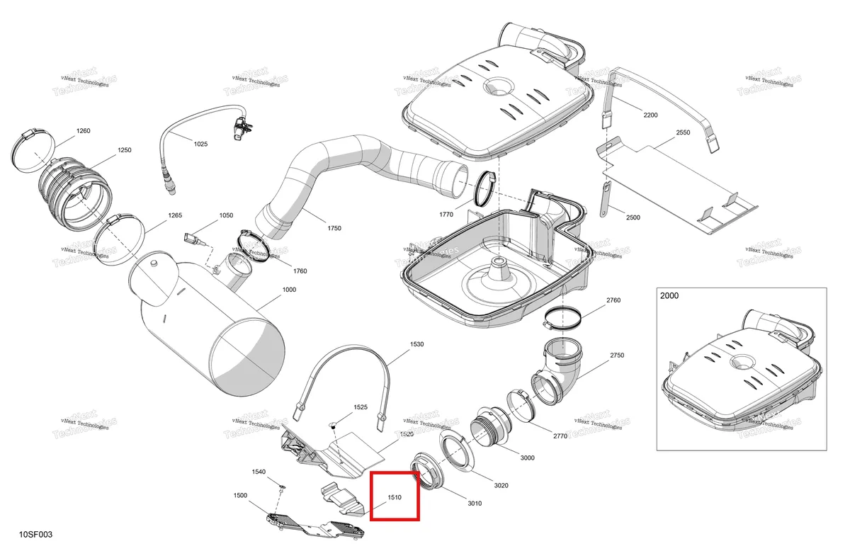 Деталь 274001721 (Упор Sea-Doo GTX 300 (2020) (274001721)) на схеме узла 2026 Sea-Doo RXP - 325 - X - 23TC - Gulfstream Blue Engine - Exhaust