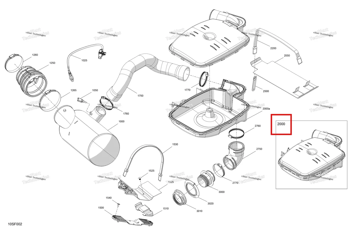 Деталь 274001752 (Drilled резонатор включает 2000 to 2000 a Sea-Doo GTX 325 Limited (2026) (274001752)) на схеме узла 2026 Sea-Doo RXT - 325 - X - 22TD - Gulfstream Blue - Audio Engine - Exhaust