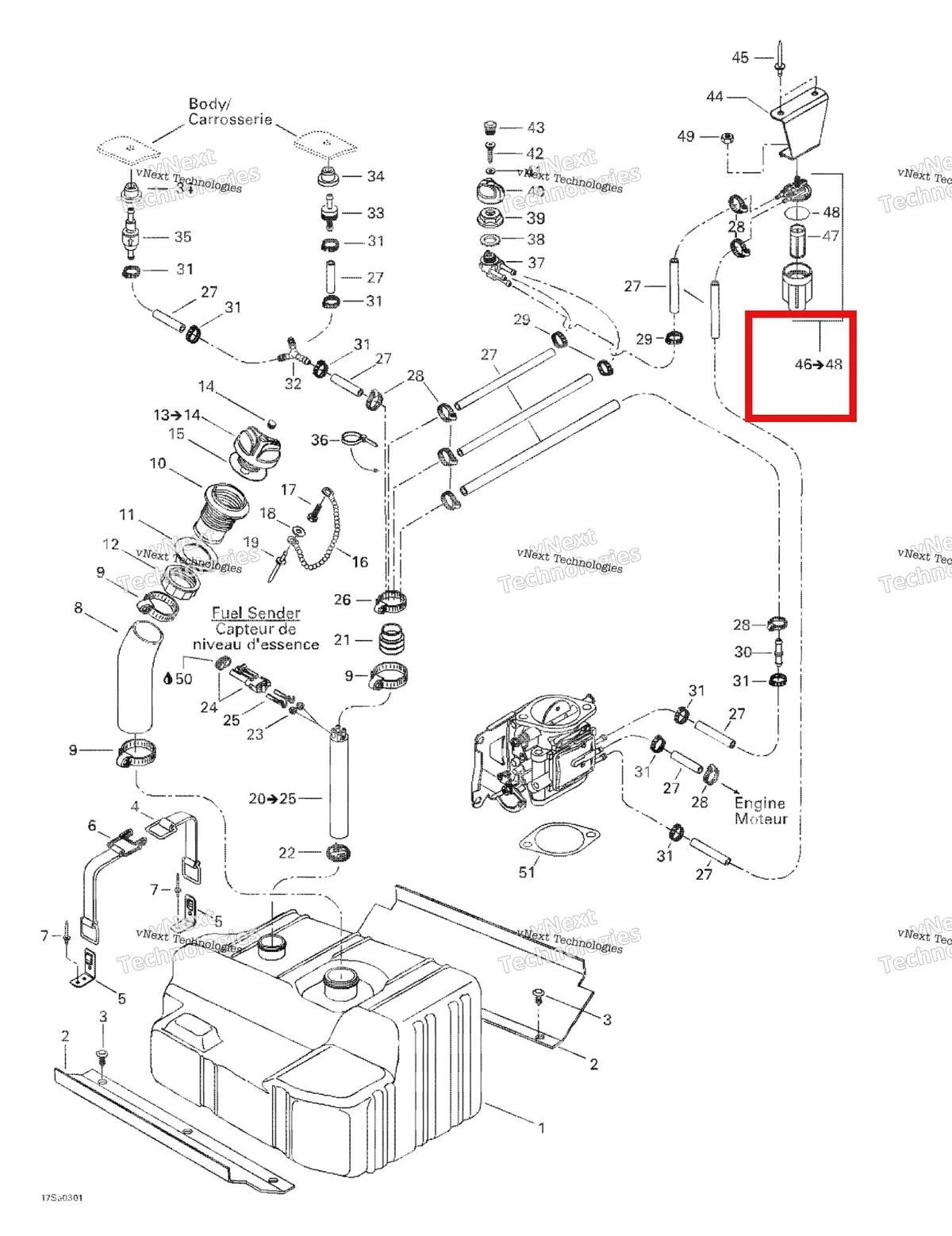 Деталь 275500088 на схеме узла 2003 Sea-Doo GTI Fuel System