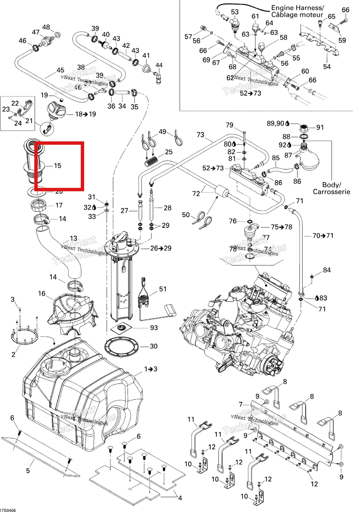 Деталь 275500229 на схеме узла 2004 Sea-Doo XP DI Fuel System
