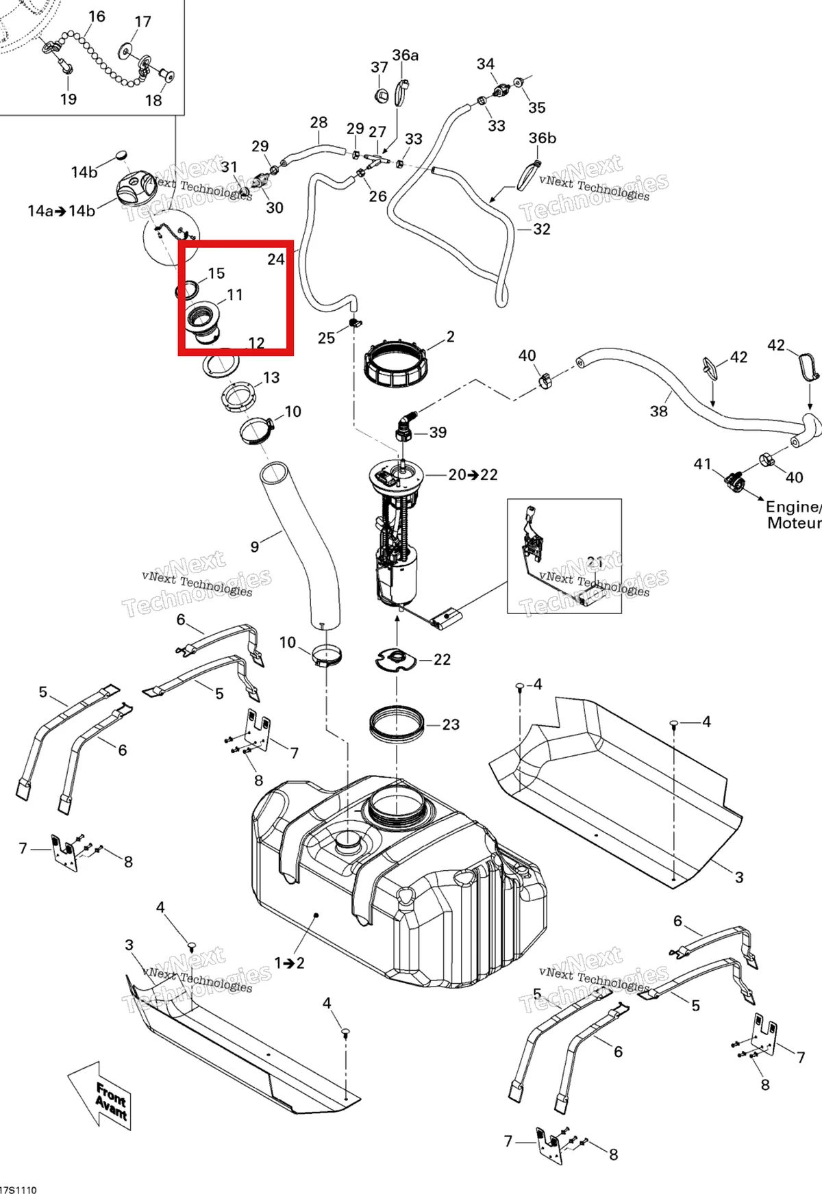 Деталь 275500231 на схеме узла 2011 Sea-Doo RXP-X 255 & RS Fuel System