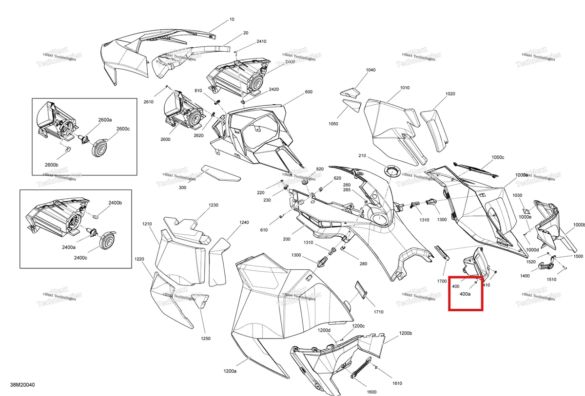 Деталь 275500241 (Крышка) на схеме узла 2020 Ski-Doo EXPEDITION SPORT 550F Body - Hood Section