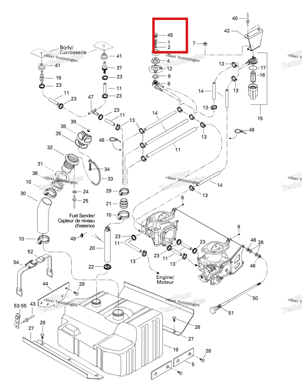 Деталь 275500326 на схеме узла 1998 Sea-Doo GSX Limited 5625 Fuel System