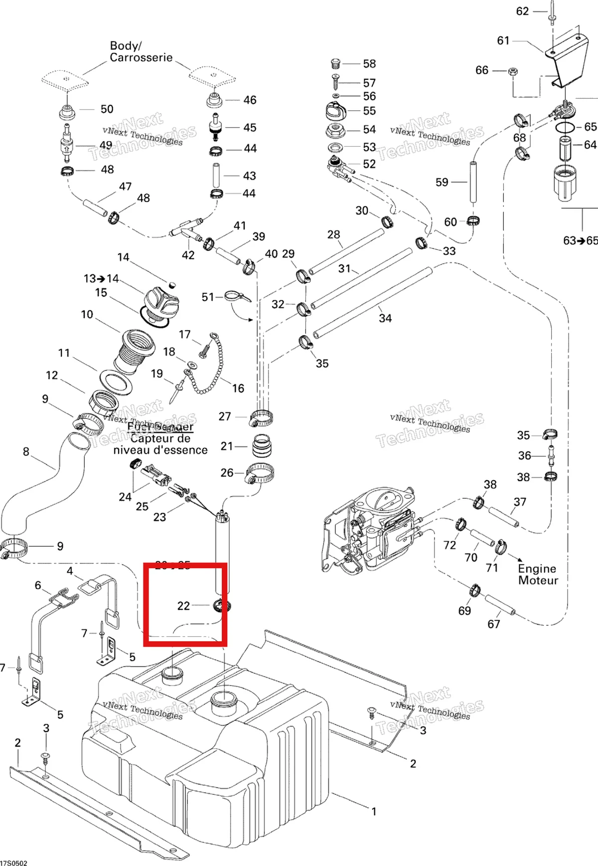 Деталь 275500397 на схеме узла 2005 Sea-Doo GTI Fuel System