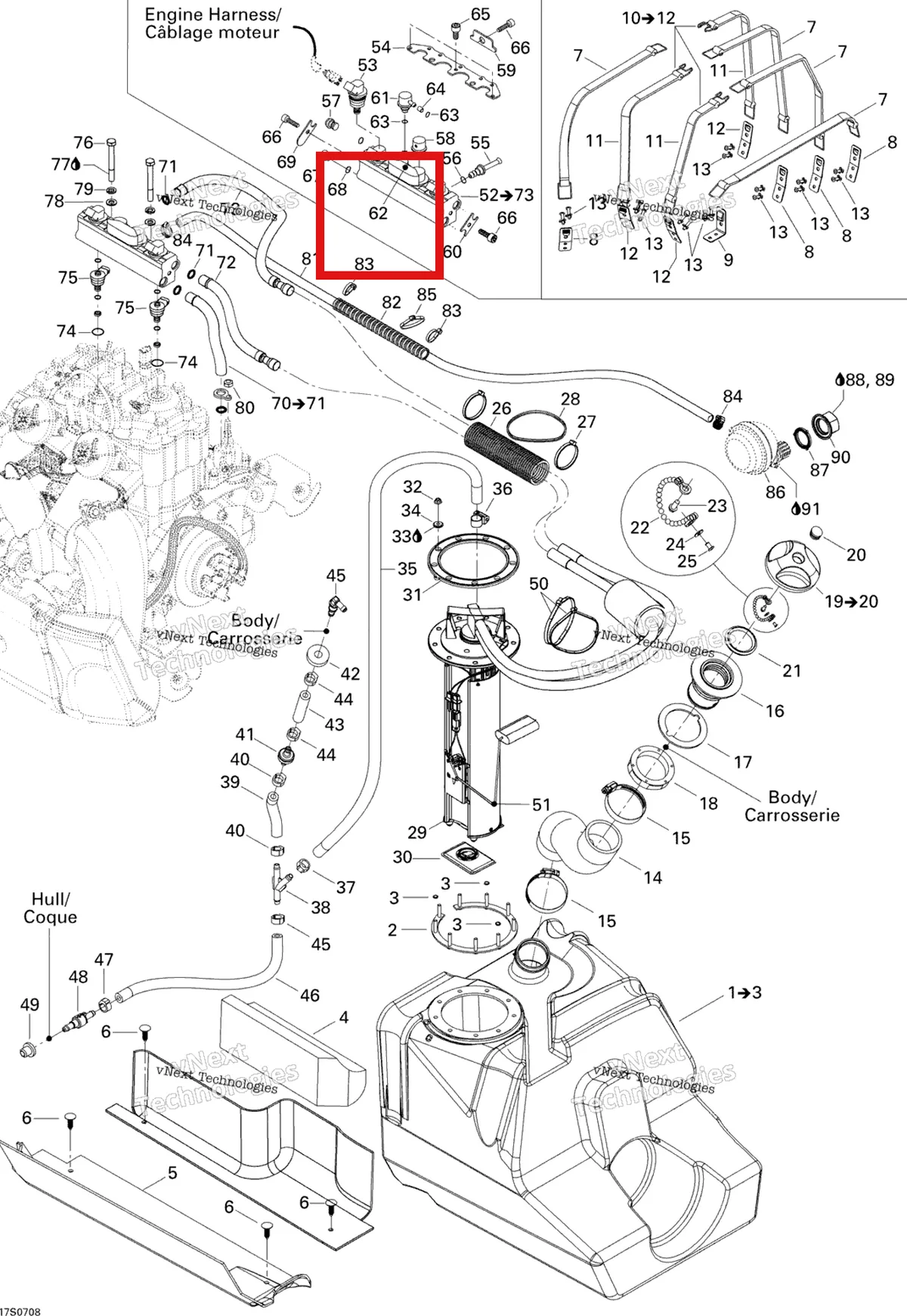Схема применяемости: Крышка Sea-Doo 275500449