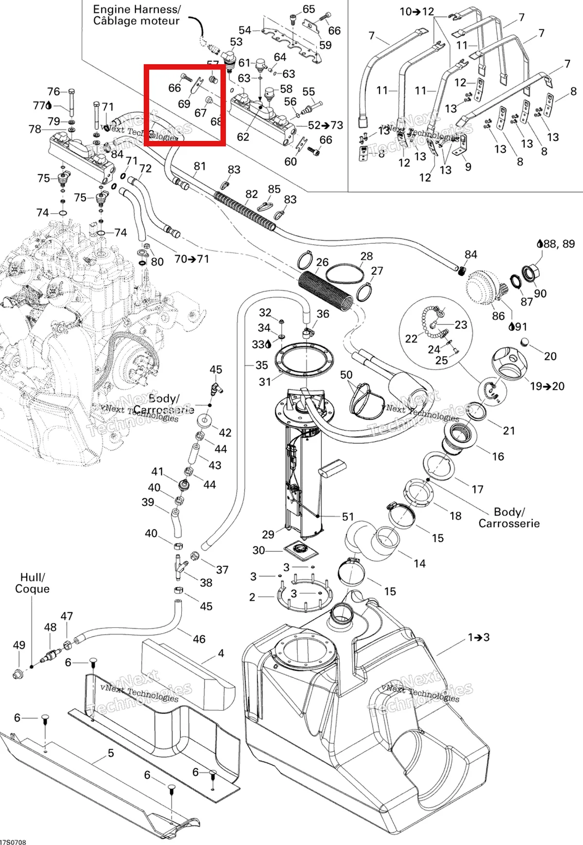 Деталь 275500455 на схеме узла 2007 Sea-Doo 3D 947 DI Fuel System