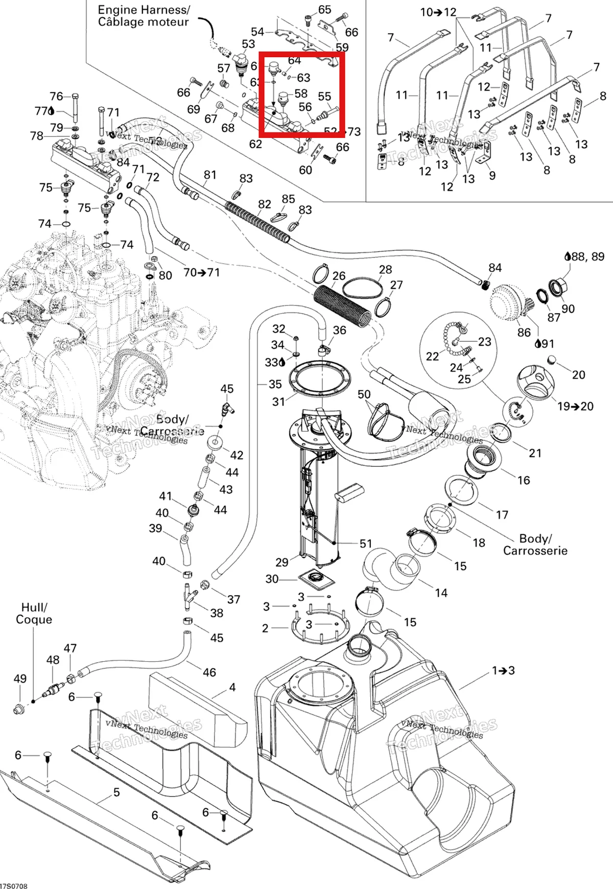 Деталь 275500463 на схеме узла 2007 Sea-Doo 3D 947 DI Fuel System