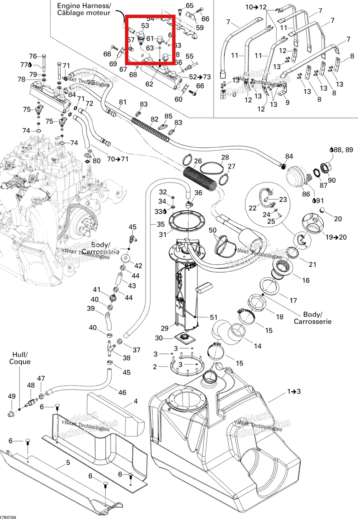 Деталь 275500464 на схеме узла 2007 Sea-Doo 3D 947 DI Fuel System