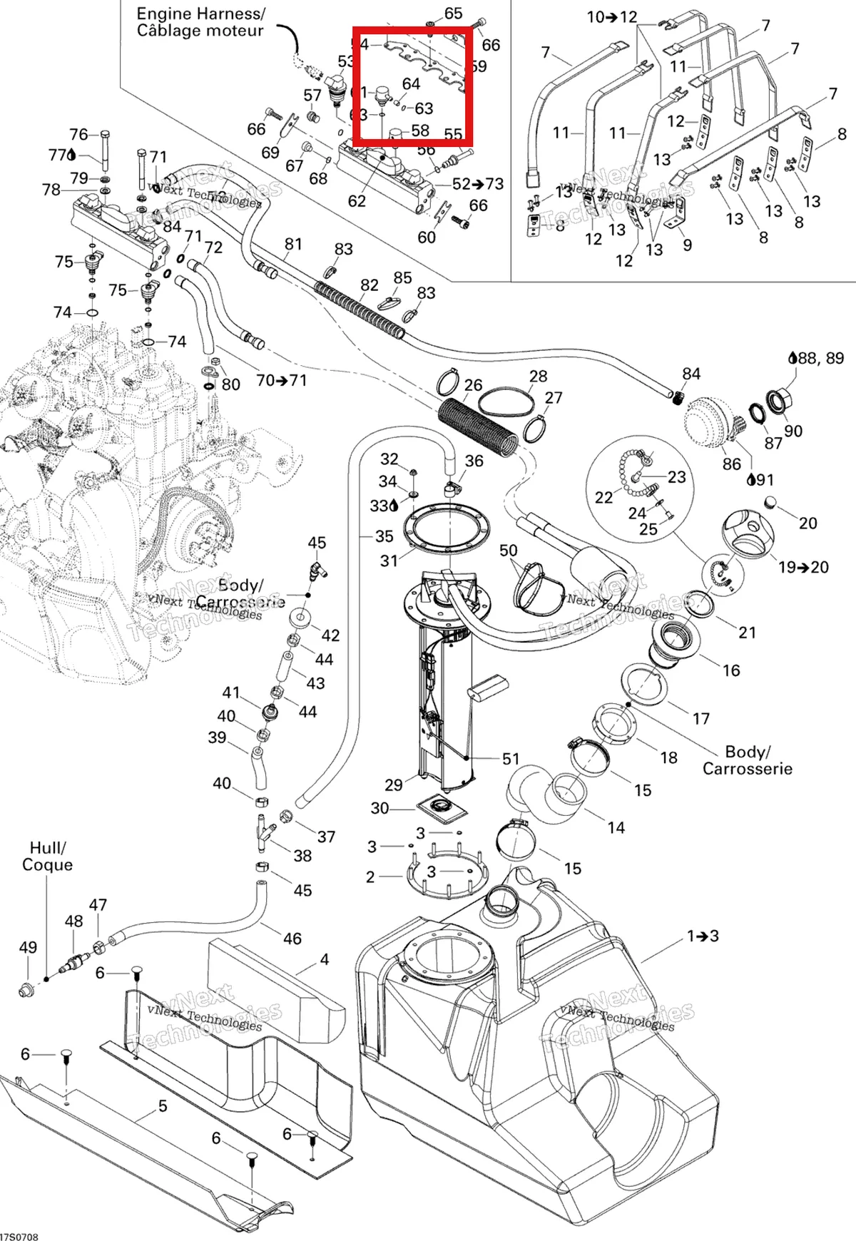 Деталь 275500465 на схеме узла 2007 Sea-Doo 3D 947 DI Fuel System