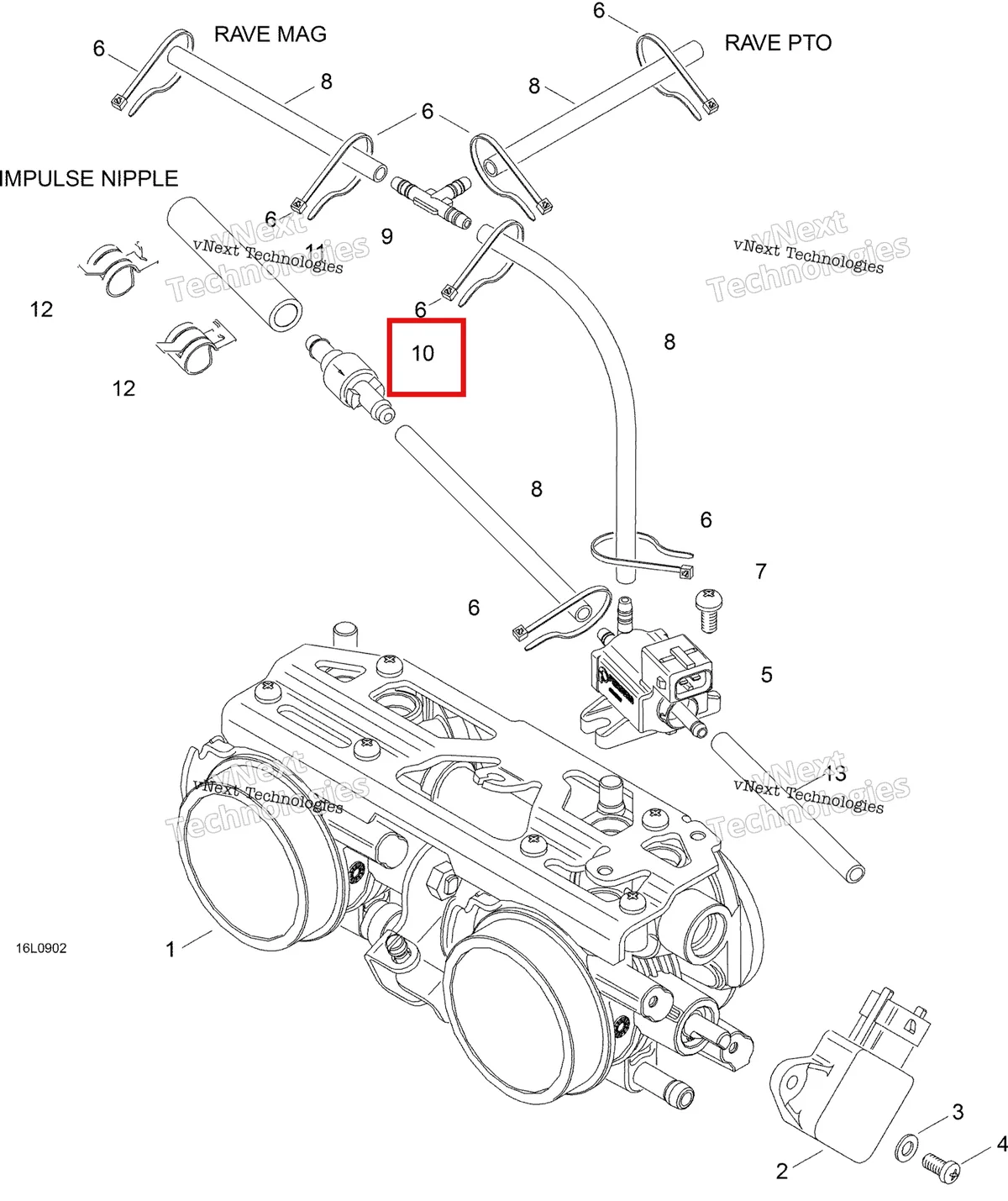 Деталь 275500479 на схеме узла 2009 Ski-Doo Expedition TUV 600 H.O. SDI Throttle Body
