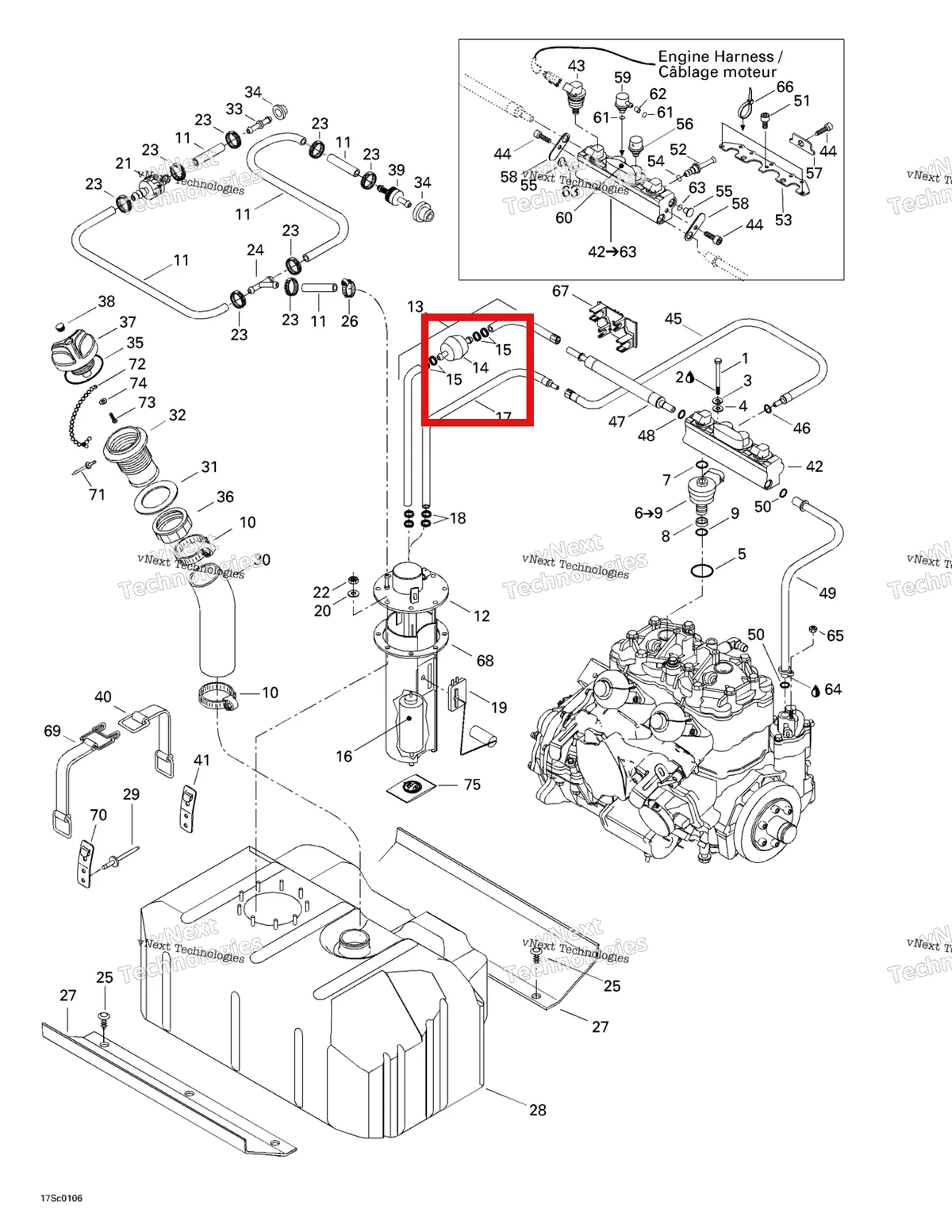 Деталь 275500503 на схеме узла 2001 Sea-Doo GTX DI, 5528/5529/5540/5541 Fuel System
