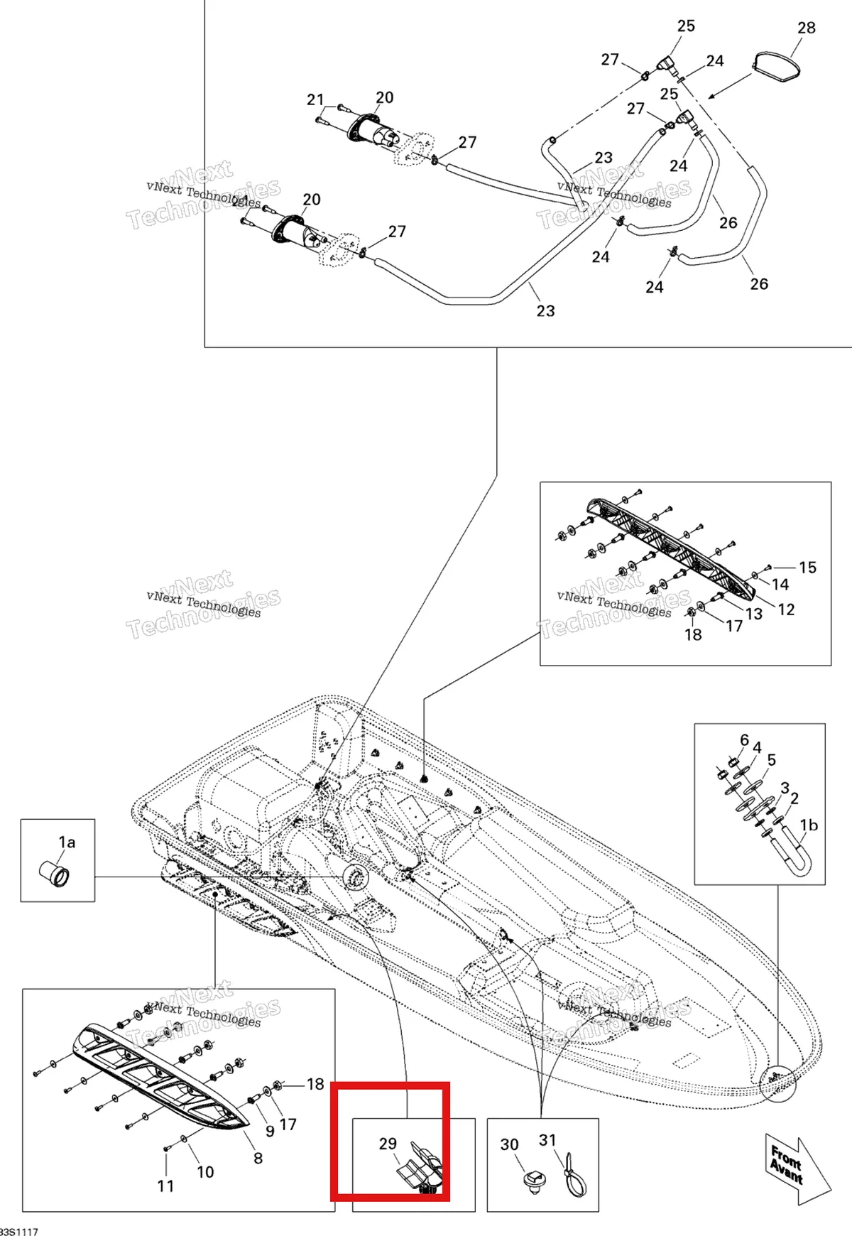 Деталь 275500528 (Деталь Retainer Hose) на схеме узла 2011 Sea-Doo GTS Pro 130 Hull