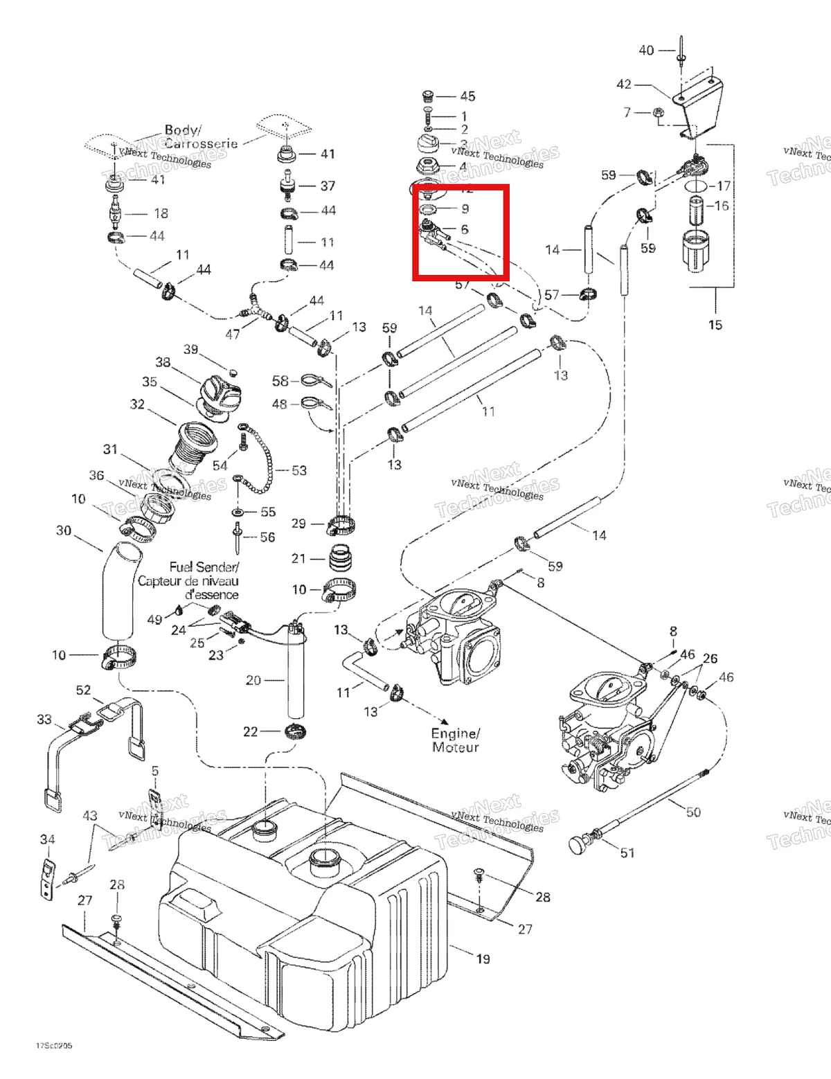 Деталь 275500554 на схеме узла 2002 Sea-Doo GTX, 5587/5588 Fuel System