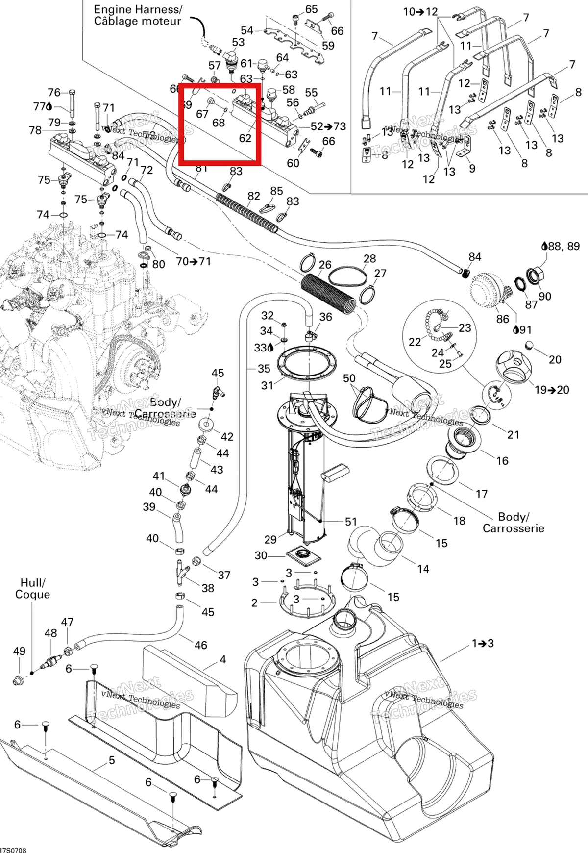Деталь 275500598 на схеме узла 2007 Sea-Doo 3D 947 DI Fuel System