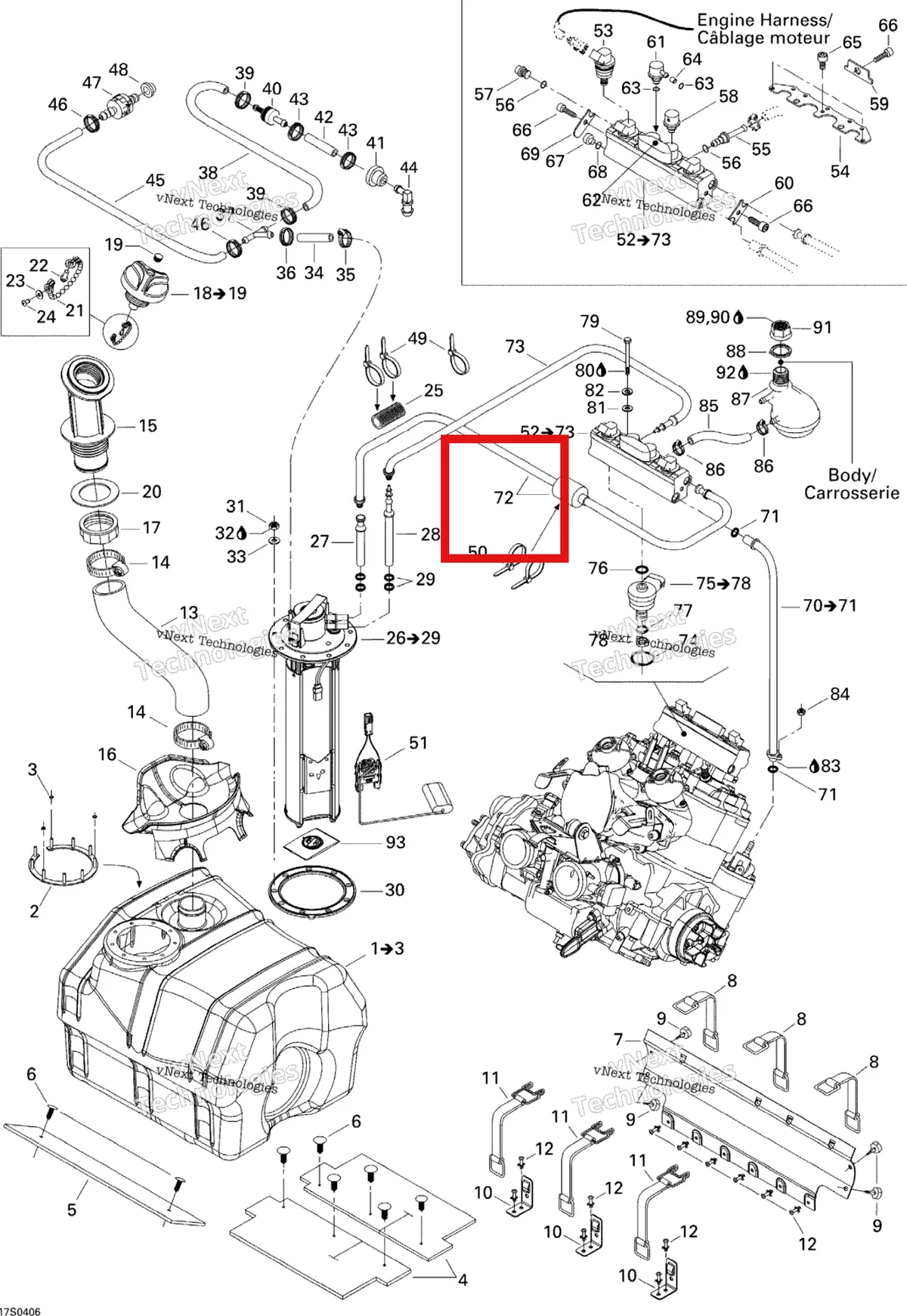 Деталь 275500629 на схеме узла 2004 Sea-Doo XP DI Fuel System