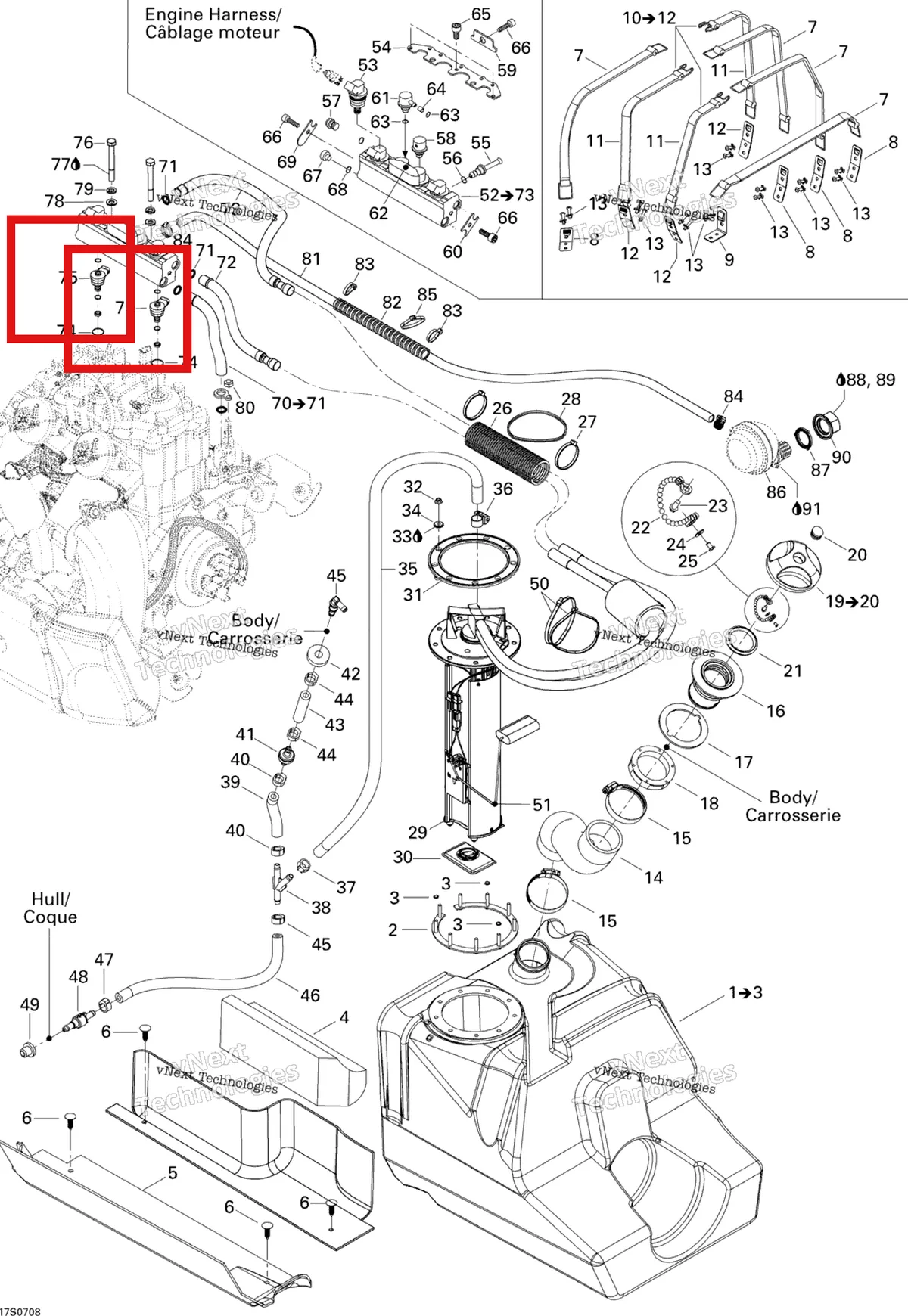 Деталь 275500633 на схеме узла 2007 Sea-Doo 3D 947 DI Fuel System