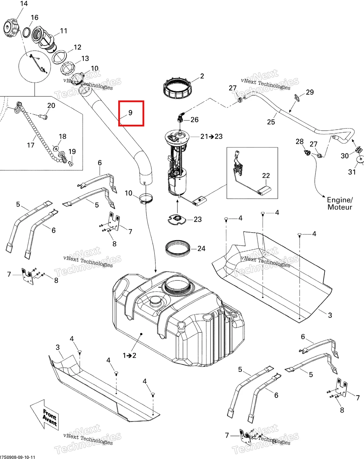 Деталь 275500635 на схеме узла 2009 Sea-Doo GTI 130 Rental Fuel System