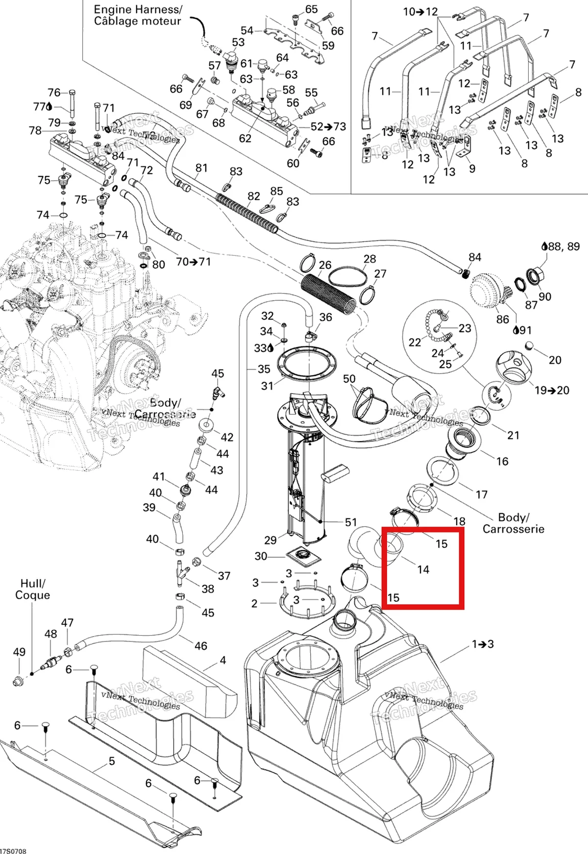 Схема применяемости: Топливный шланг горловина Sea-Doo 275500649