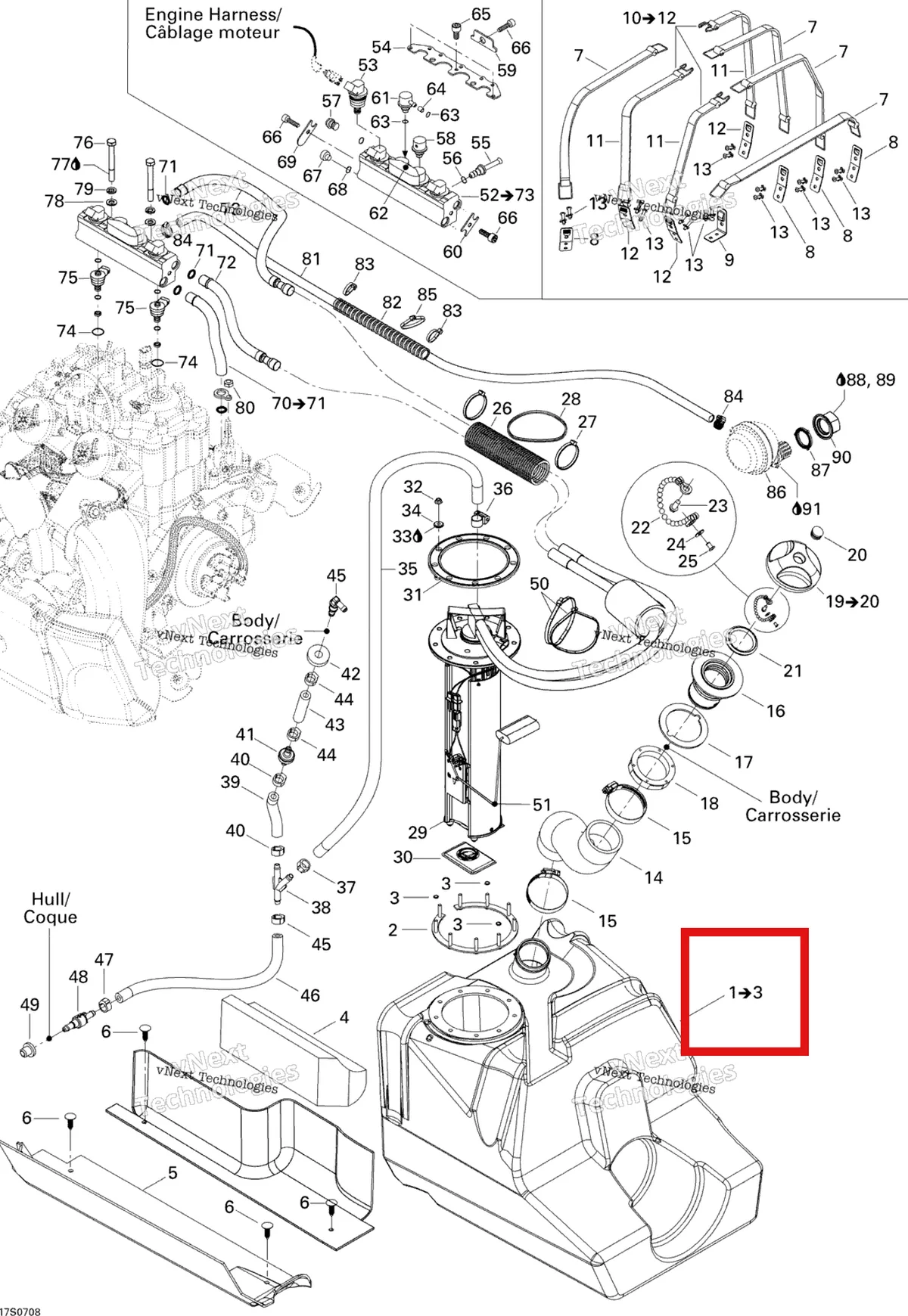 Схема применяемости: Топливный бак Sea-Doo 275500652