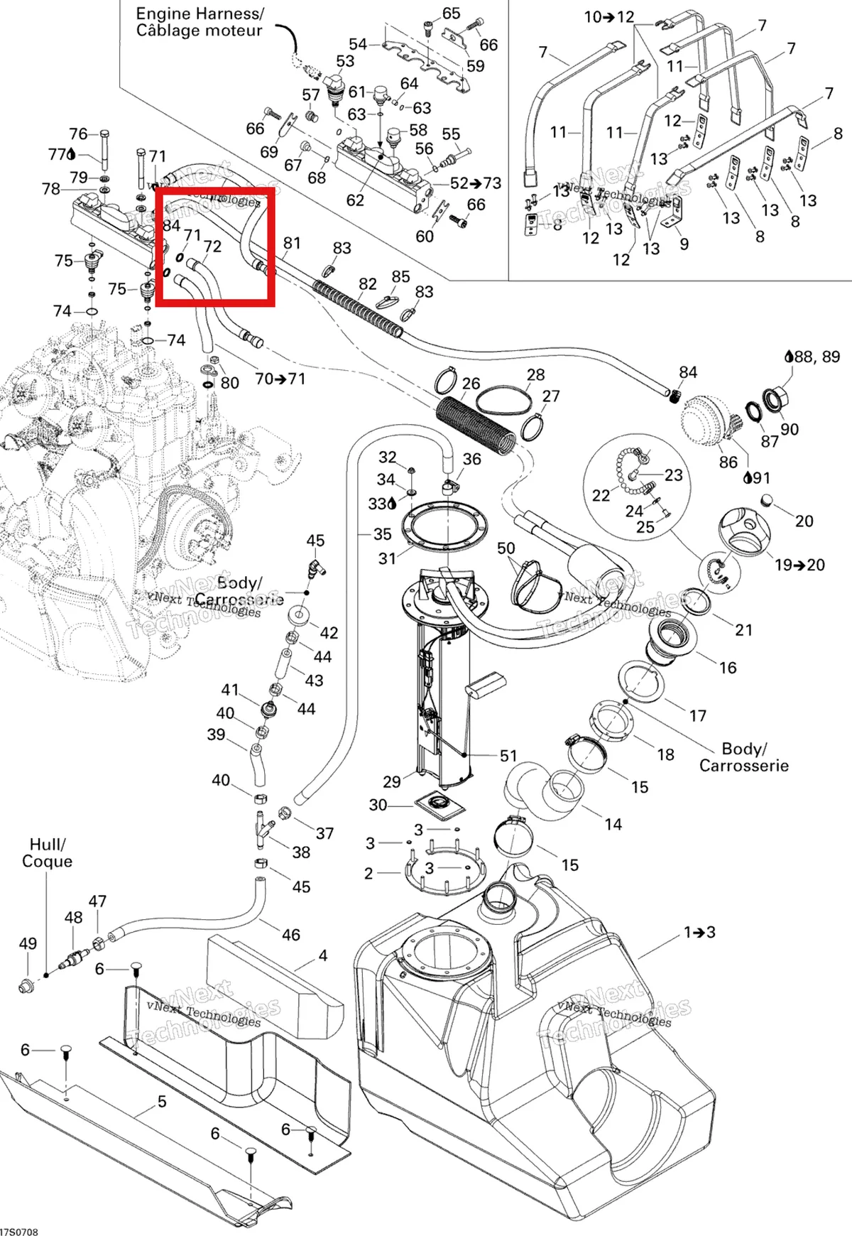 Деталь 275500657 на схеме узла 2007 Sea-Doo 3D 947 DI Fuel System