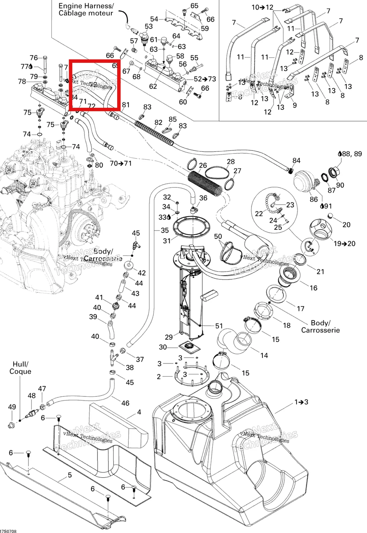 Деталь 275500658 на схеме узла 2007 Sea-Doo 3D 947 DI Fuel System