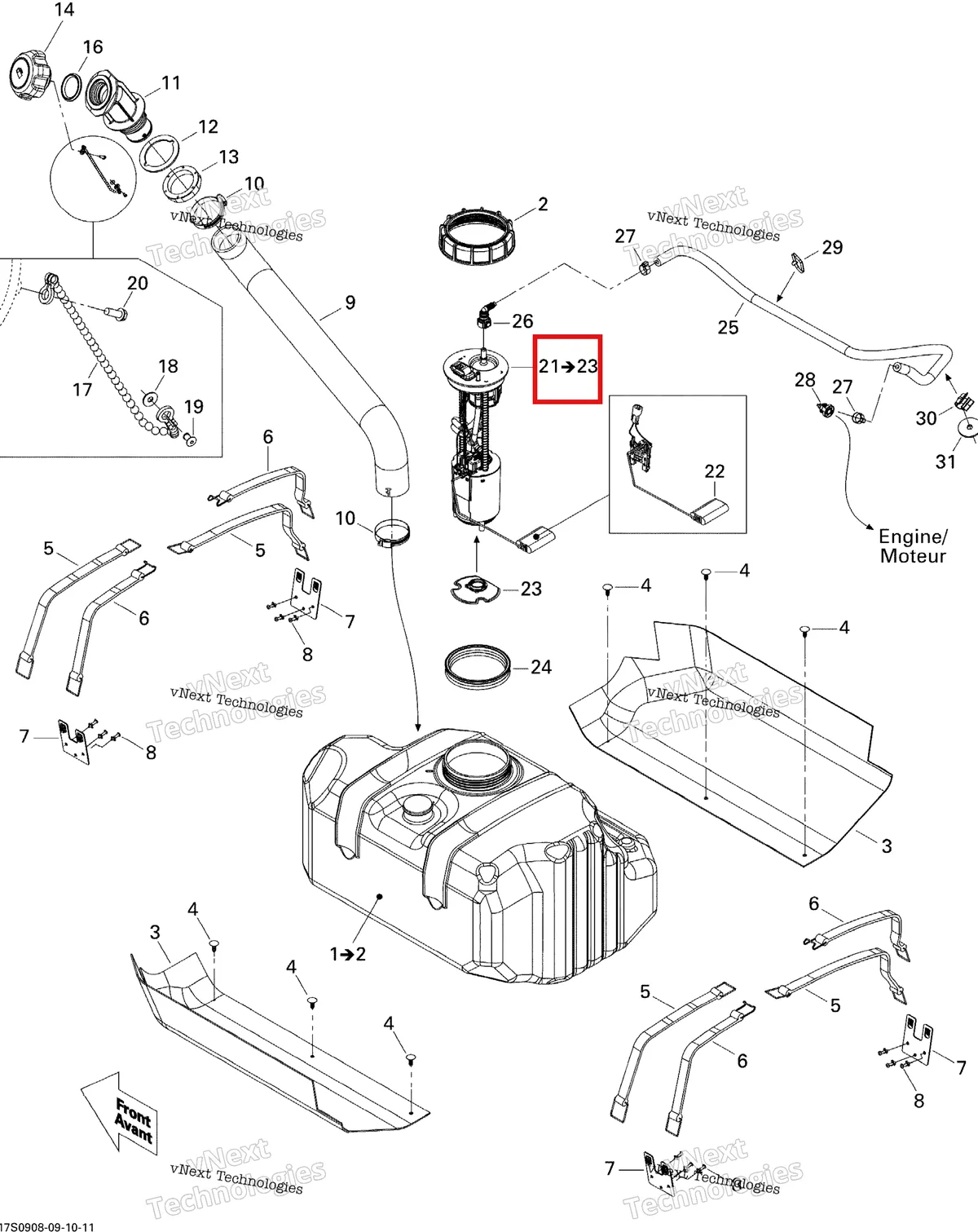 Деталь 275500736 на схеме узла 2009 Sea-Doo GTI 130 Rental Fuel System