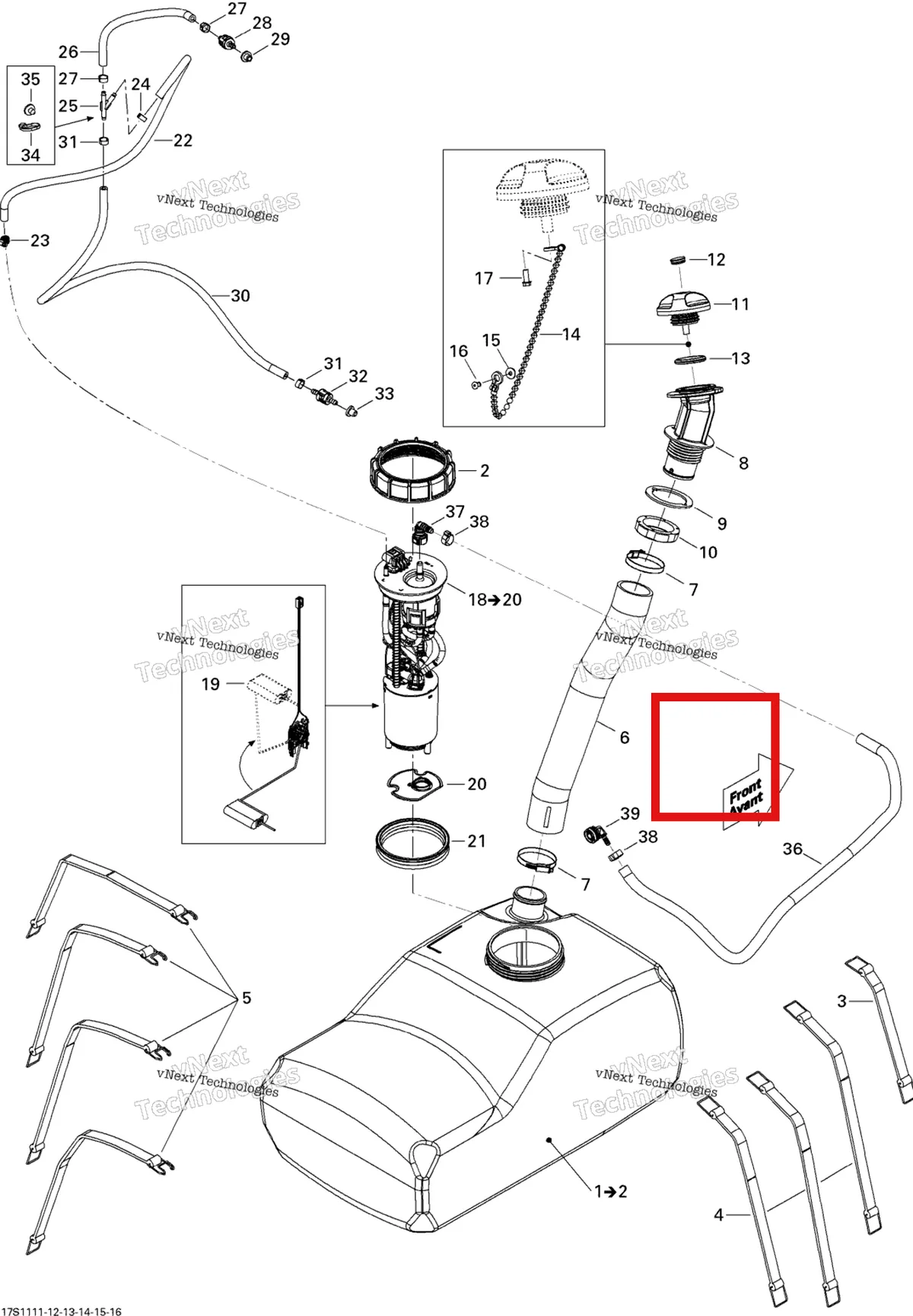 Деталь 275500774 (Обратный клапан Sea-Doo GTX 215 (2012) (275500774)) на схеме узла Fuel System