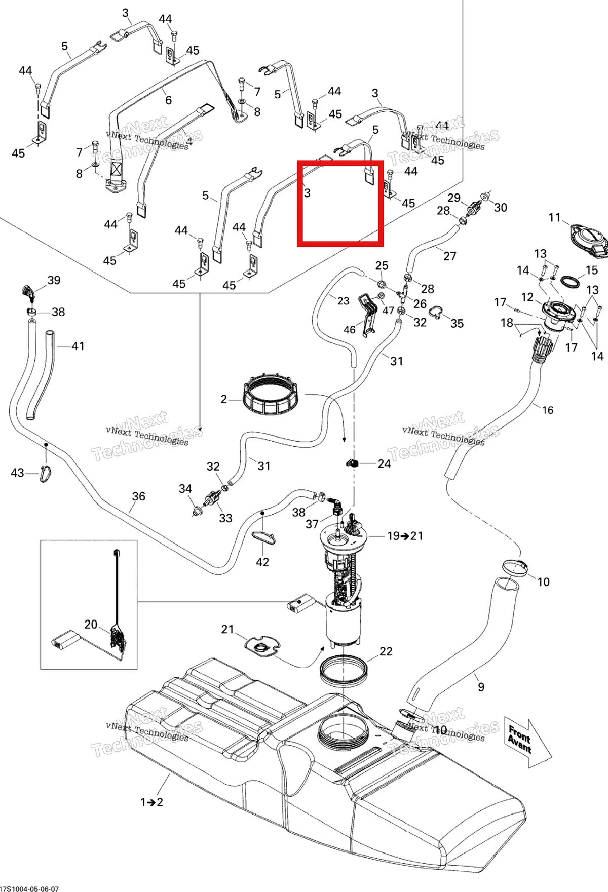 Деталь 275500775 на схеме узла 2010 Sea-Doo GTX 155 Fuel System