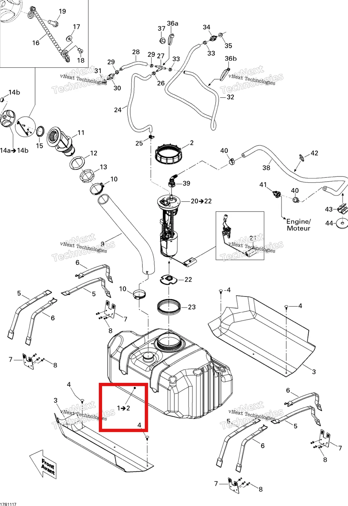 Деталь 275500795 на схеме узла 2011 Sea-Doo GTS Pro 130 Fuel System
