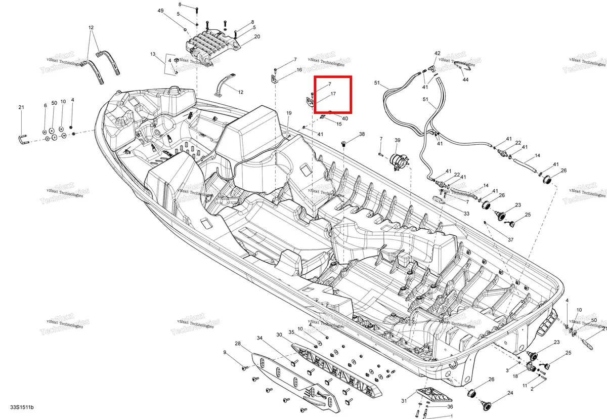 Деталь 275500798 (Двойной ремень клипса 90 Sea-Doo GTX 215 (2012) (275500798)) на схеме узла 2015 Sea-Doo RXP-X 260 & RS Hull Lfi
