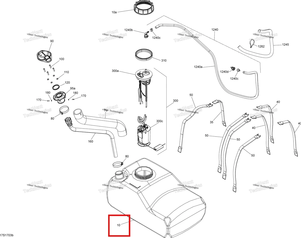 Деталь 275500944 (Бак топливный Sea-Doo RXP (2016) (275500944)) на схеме узла 2017 Sea-Doo RXT Fuel System - All Models