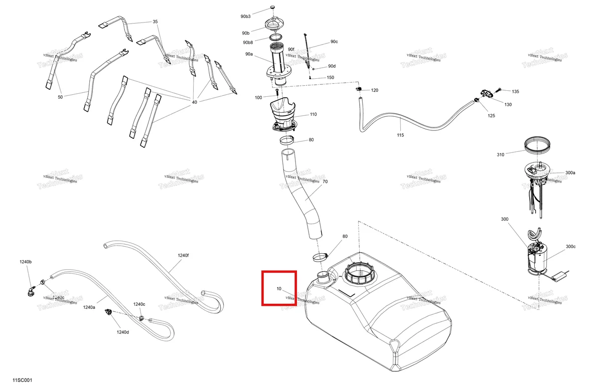 Деталь 275500962 (Топливный бак Sea-Doo RXP 300 (2018) (275500962)) на схеме узла 2023 Sea-Doo WAKE 170 Engine - Fuel