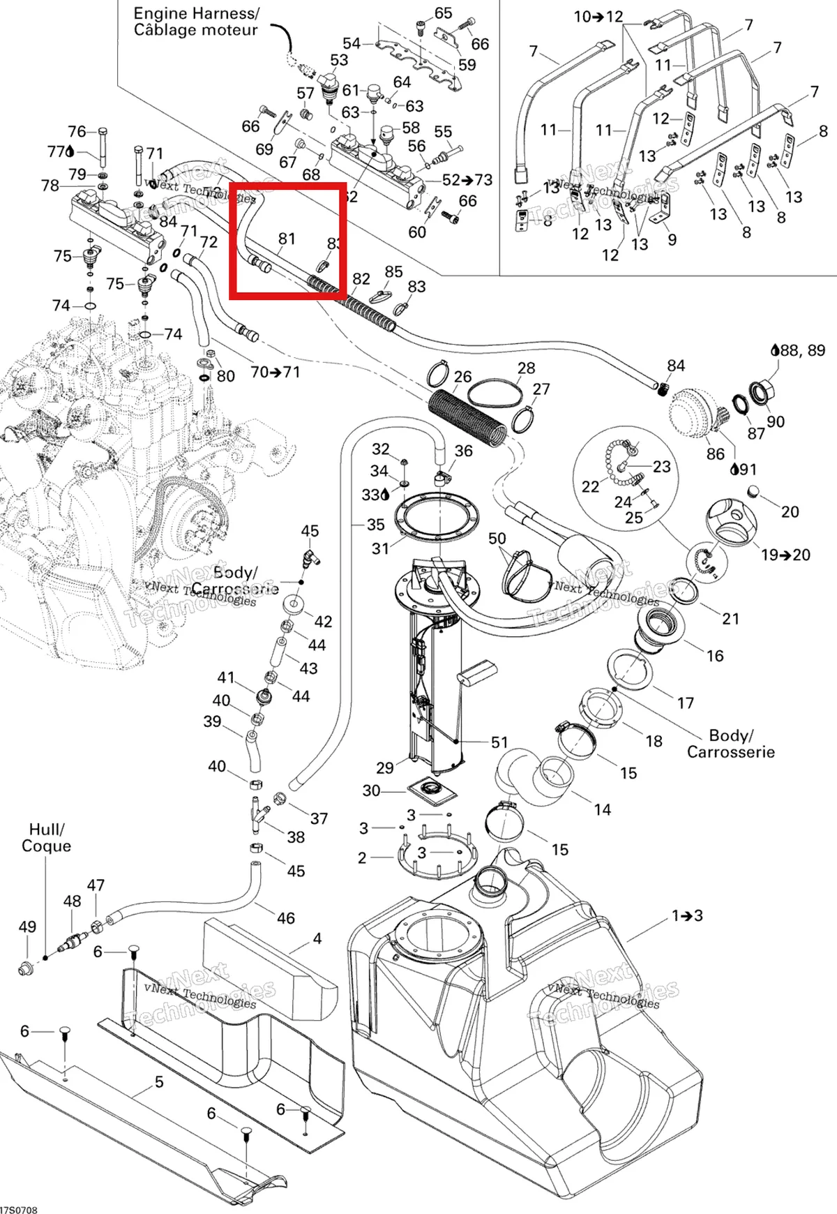 Деталь 276000084 на схеме узла 2007 Sea-Doo 3D 947 DI Fuel System