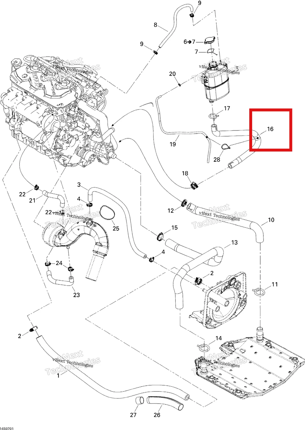 Деталь 276000143 на схеме узла 2007 Sea-Doo GTX STD & Wake Cooling System
