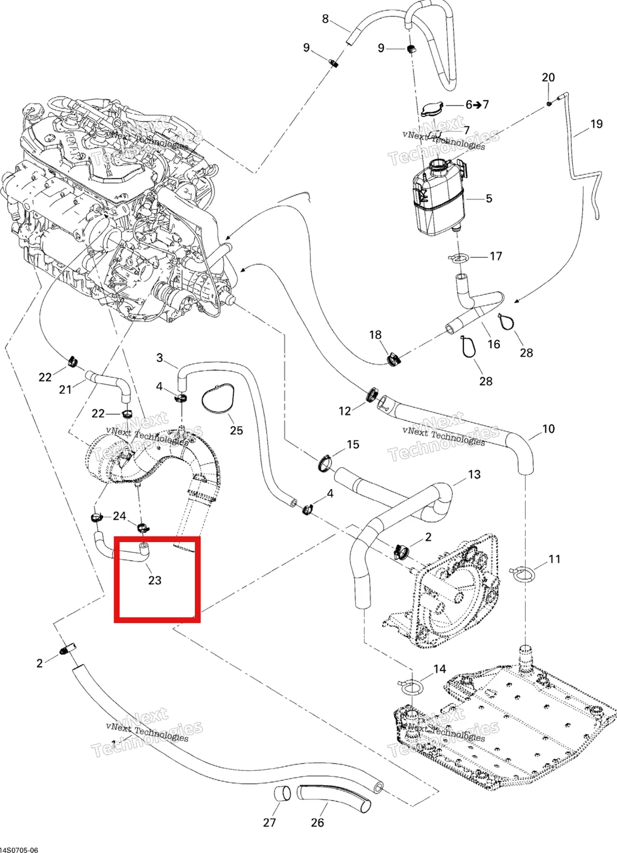 Деталь 276000156 на схеме узла 2007 Sea-Doo GTI 4-TEC SE Cooling System