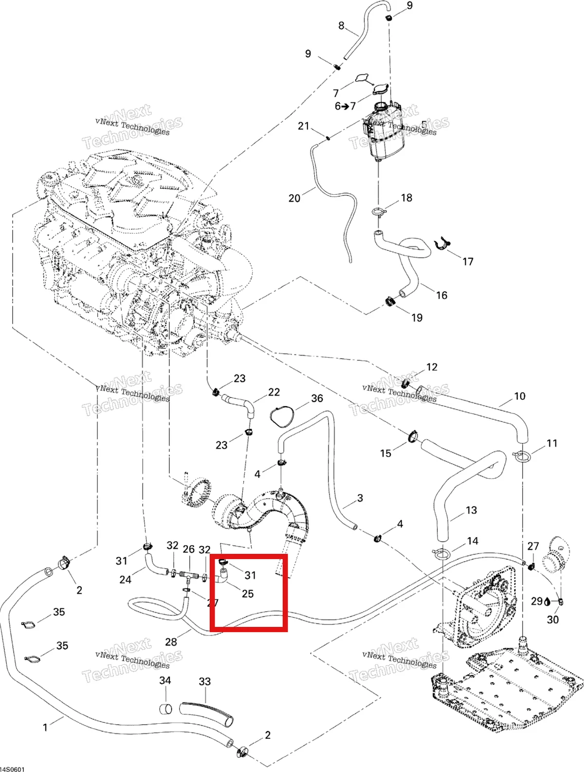 Деталь 276000161 на схеме узла 2006 Sea-Doo RXP Cooling System