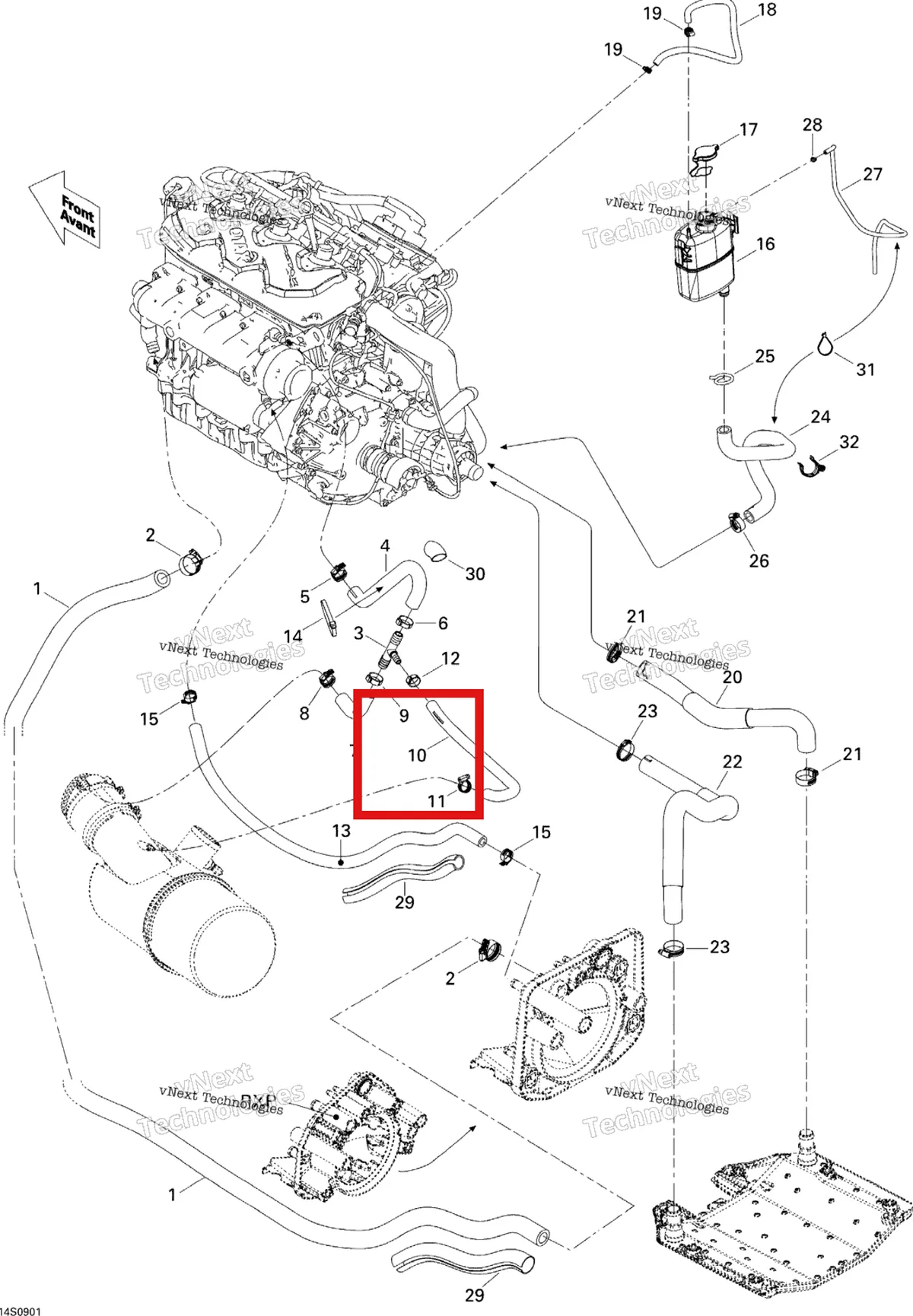 Деталь 276000209 на схеме узла 2009 Sea-Doo GTX 155 Cooling System