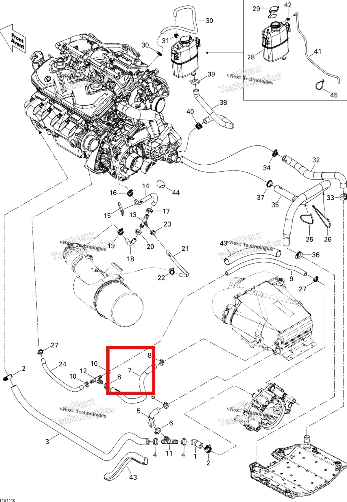 Деталь 276000243 на схеме узла 2011 Sea-Doo RXP-X 255 & RS Cooling System